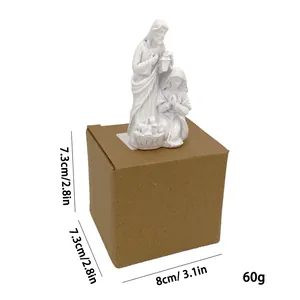 White resin Holy Family nativity scene figurine with size and weight measurements