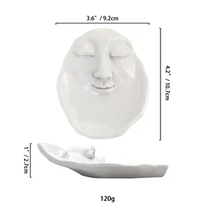 Creative face-shaped jewelry tray tray made of white matte resin for home decoration
