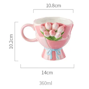 Detail der 360ml Tulpentasse aus Keramik mit Maßen von 10,8cm Durchmesser