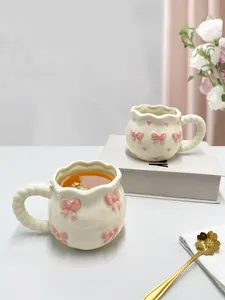 Tasse à café en céramique avec nœud 3D style Ins tasse de thé esthétique