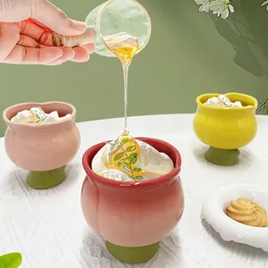 Coupes à dessert créatives en céramique en forme de tulipe avec design de bourgeon floral