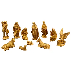 Presepe dorato da 11 pezzi con Gesù bambino e figurine dei tre re magi d'oro