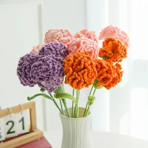 Bouquet di Garofani in Filato Lavorato a Mano Fiore di Simulazione Artificiale per Regalo di Compleanno per la Festa della Mamma Decorazione