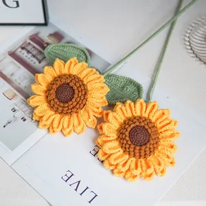 Ramo de girasoles tejidos a mano de doble capa para decoración del hogar y mesa