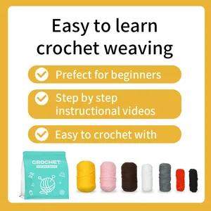 Kit de ganchillo para principiantes con 7 hilos, bolsa y tutoriales en vídeo