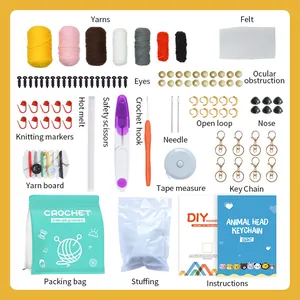 Kit completo de ganchillo DIY para muñecos que incluye hilos, agujas y accesorios