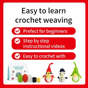 Haakpakket voor beginners met garen, opbergtas en kerstkabouter figuren