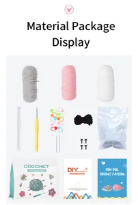 Σετ πλεξίματος DIY για αρχάριους με νήματα και εργαλεία για κούκλα αγελαδίτσα