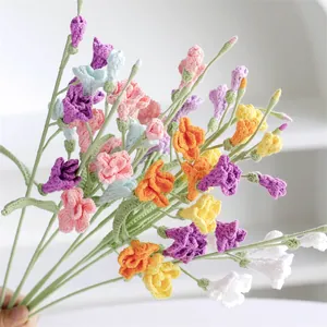 Handmade crochet freesia flower bouquet in vibrant colors for home desktop decoration