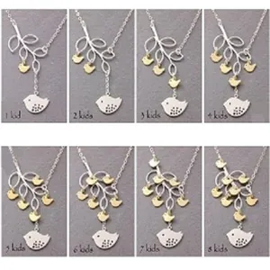 Alloy Branch Bird Family Pendant Necklace For Women Two-Tone Silver Gold Plated Minimalist Nature Animal Birds Branch Clavicle Chain Jewelry Gift