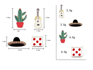Dettagli su dimensioni e peso per spillette in smalto a forma di cactus e chitarra