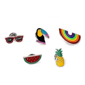 Cartoon Alloy Enamel Pin Brooches Fruit Toucan Rainbow Sunglasses Badge Pins For Backpack Clothing Women Kids Fashion Jewelry Gift