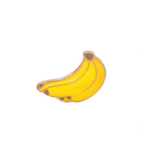 Cartoon banana cluster enamel brooch pin with yellow drip oil and rose gold alloy base