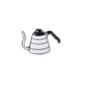Cartoon enamel pin featuring a white pour-over coffee kettle design for coffee lovers