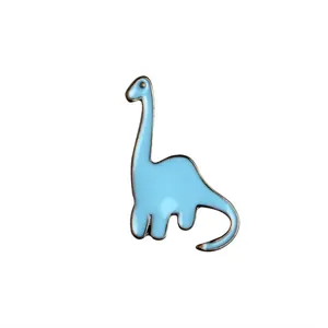 Pin's dinosaure en émail bleu clair en alliage de zinc avec des contours en bronze poli
