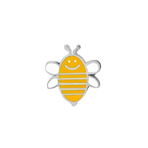 Creative bumblebee enamel brooch badge for jackets and backpacks in yellow and silver