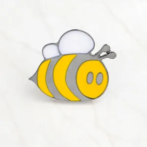 Creative yellow and silver enamel honey bee brooch pin for jacket and backpack