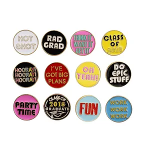 Runde Legierung Emaille Brosche Pin Lustiger Englischer Slogan Tropföl Abzeichen Modeschmuck Für Kleidung Tasche Zubehör Abschluss Geschenk