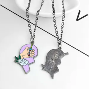 Collana creativa a cuore Best Buds con design accendino e goccia d'olio colorata