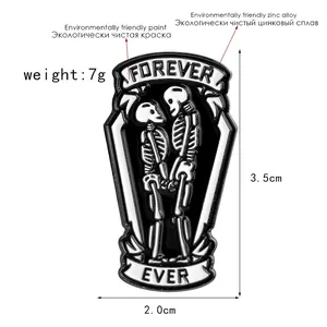 Cartoon Skelett Paar Emaille Pin mit Forever Ever Text für Punk-Style Geschenke