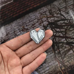 Gothic white coffin heart enamel pin with cross pattern for backpack accessories