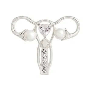 Creative Anatomy Uterus Ovary Brooch Alloy Enamel Rhinestone Artificial Pearl Medical Jewelry For Women Doctor Nurse Gift Jewelry Pin