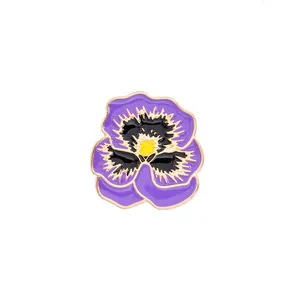 Broche en Émail Florale Pensée Violette Alliage Fleur Dessin Animé Insigne Pins pour Femme Vêtements Sac à Dos Décoration Accessoires Cadeau
