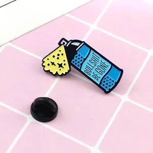 Creative Spray Can Enamel Pin Bullshit Be Gone Lettering Alloy Brooch Humorous Badge For Backpack Denim Jacket Fashion Accessory