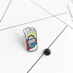 Modern Beer Warm enamel pin badge with colorful beer can design and foam detail