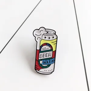 Creative Beer Can Enamel Brooch Pin With Beer Warm Letter Design Alloy Lapel Pin For Friends Gift Party Unisex Jewelry