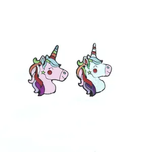 Cartoon Unicorn Enamel Brooch Pin Colorful Rainbow Mane Glitter Alloy Jewelry Badge For Backpack Clothing Women Kids Gift