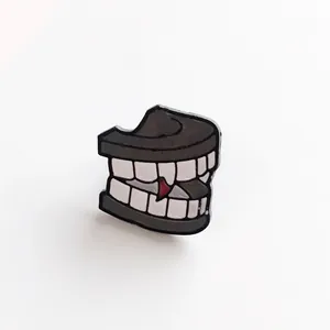 Cartoon enamel tooth brooch in black and white alloy for Halloween creative styling
