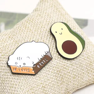 Cartoon Cute Cat In Box Avocado Enamel Pin Brooch Set Alloy Jewelry For Backpack Clothing Women
