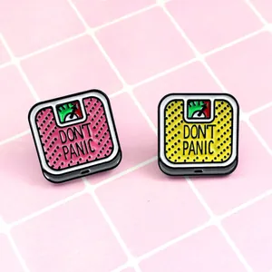 Don't Panic Retro Weighing Scale Enamel Pin Brooch Zinc Alloy Polka Dot Badge Funny Jewelry For Clothes Backpack Women Men Gift