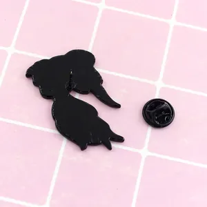 LIT bikini fire design enamel badge with black finish and butterfly clutch backing
