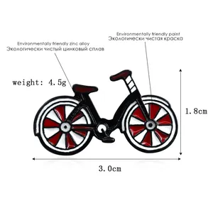 Mini-Fahrrad-Emaille-Brosche in Rot und Weiß aus Zinklegierung für Rucksäcke und Jacken