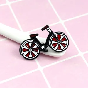 Mini Emaille Fahrrad Brosche Anstecknadel Rot Weiß Schwarz Zinklegierung Bike Badge Für Rucksack Jacke Dekoration Schmuck