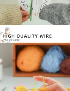 Detail view of high quality colorful wool yarn and ergonomic crochet hook for DIY projects