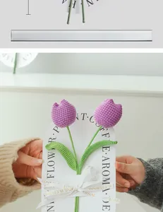 Detailed crochet tulip gift with purple petals and handmade texture for Mother's Day