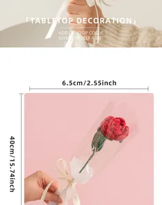 Handmade crochet red rose with size dimensions 40cm height and gift wrap details