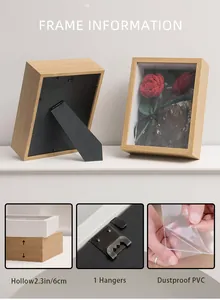 Λεπτομερής προβολή βαθιάς κορνίζας για 3D τέχνη με βάθος 6εκ. και φινίρισμα ξύλου