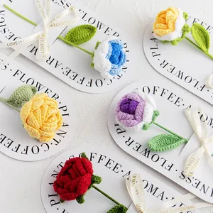 Handmade crochet rose bouquet with colorful knitted flowers for Mother's Day gift