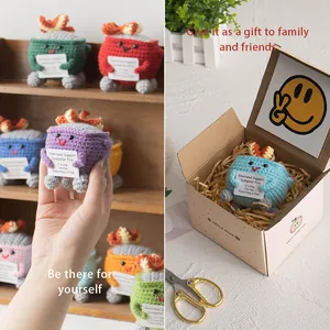 Handmade crochet emotional support dumpster fire dolls with gift box packaging