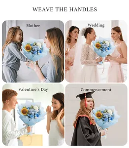 Collage de ramos de flores de ganchillo hechos a mano para bodas y graduaciones escolares