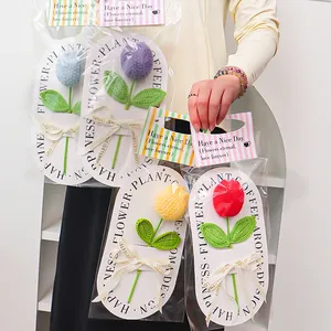 Handmade crochet tulip flower set in gift packaging with assorted colors for gift giving
