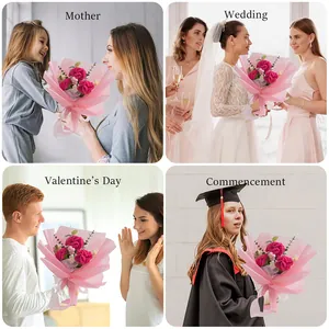 Handmade crochet pink flower bouquet for graduations, weddings, and Mother's Day gifts