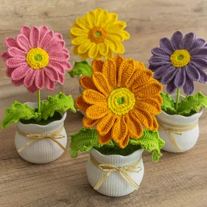 Fleurs de marguerites africaines au crochet faites main pour décoration de table