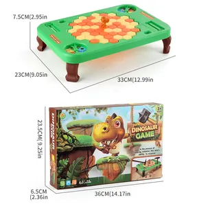 Detailed size specifications for dinosaur ice-breaking puzzle board game toy and box