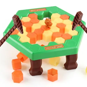 Educational dinosaur ice-breaking board game with colorful blocks and hammer toy set