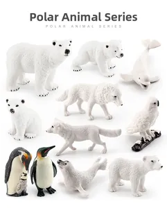 Polar animal series figurines collection including realistic polar bear and penguin toys